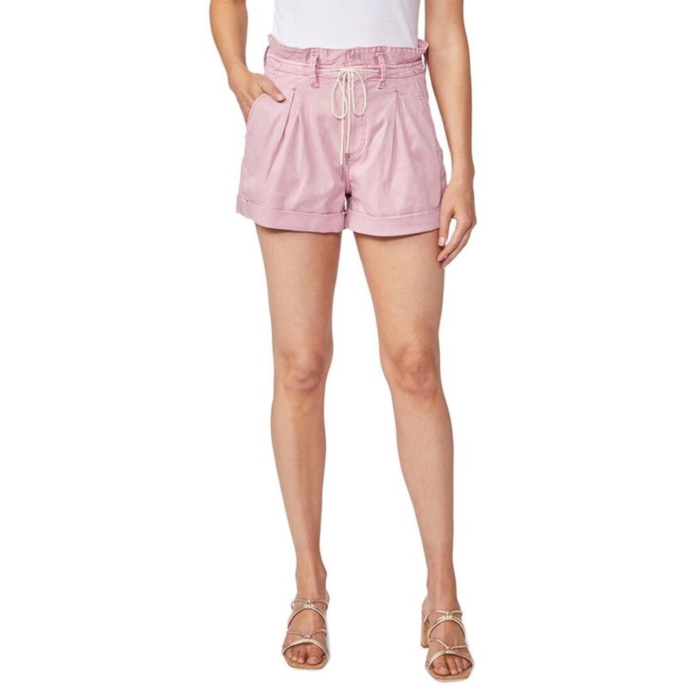 PAIGE Pink Paperbag Waist Drawstring Shorts